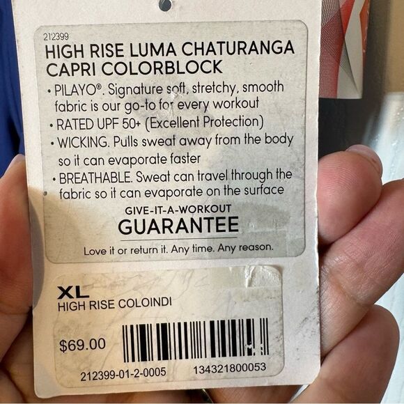 NWT Athleta High Rise Luma Chaturanga Capri XL Leggings Colorblock Navy Green - Picture 7 of 12